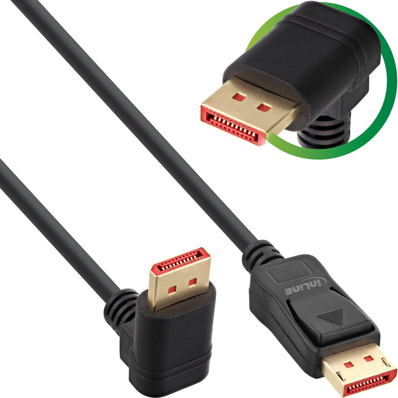 Inline Cable DisplayPort 1.4, 8K4K, Ángulo Hacia Abajo, Black/Gold 5M