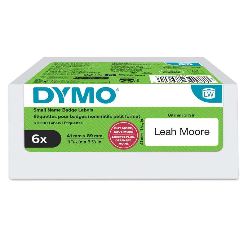 Dymo Labels Nombres Labelwriter Genuine Small 41 X 89MM, 6 Rolls Labels With 300 Labels Cada Uno 2234187