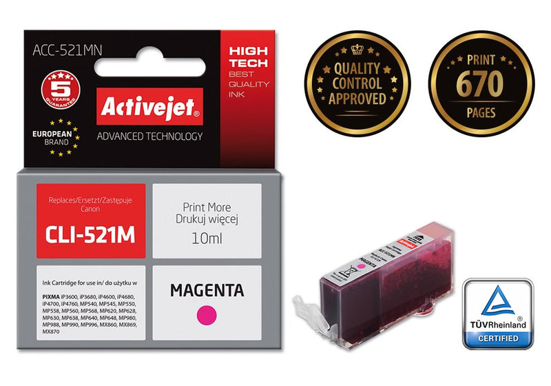 Activejet ACC-521MN Ink Compatible Magenta 1 Pieces