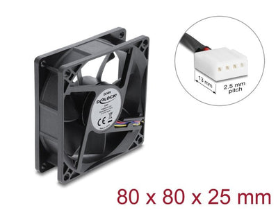 Delock Fan Axial 48V Dc, 80 X 80 X 25MM With 4 Pin PWM Connection Fan Black — image 1