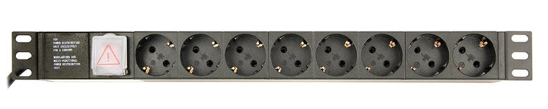Gembird Power Strip 8 Schuko Sockets 1U 16A C14 Plug 3M Cable
