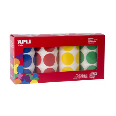 Apli Gomets Redondos Ø 33MM - Pack 4 Rolls With 2832 Gomets - Adhesive Permanente - Ideal Desarrollar Habilida — image 1