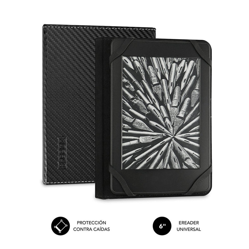 Subblim Case Clever Ebook E-reader 6'/15.24CM Black Material Outdoor Símil Fibre Carbono Closure Mediante Sola