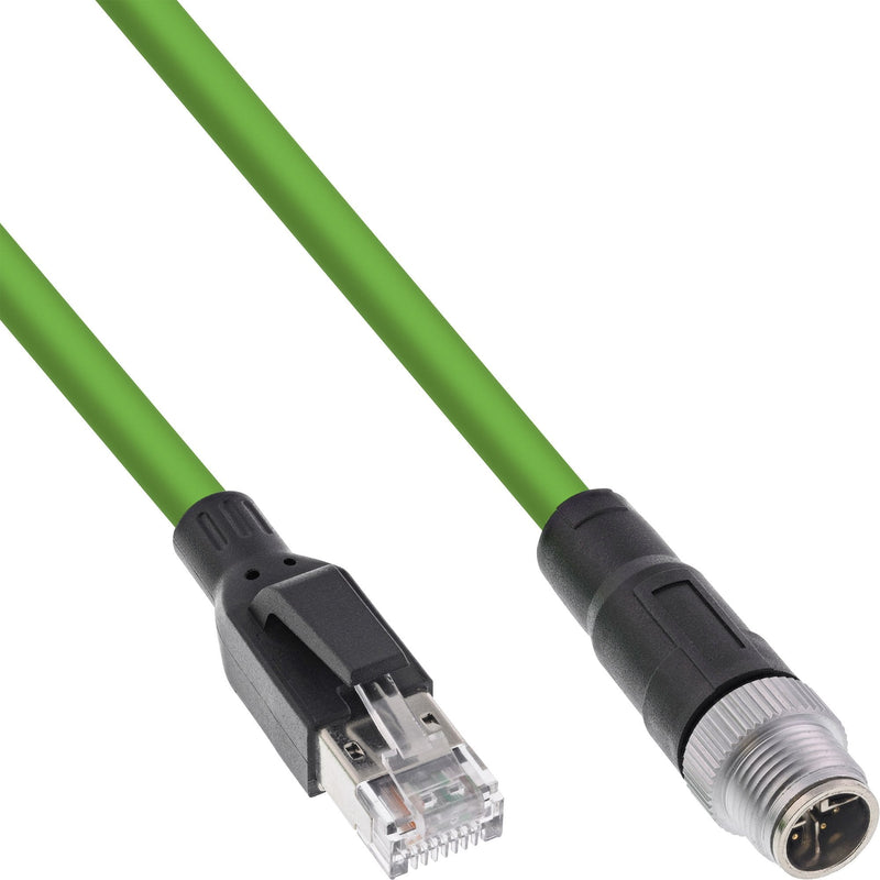 Inline® Industrial Network Cable M12 8-PIN X-coded a RJ45 Plug, CAT.6A Pur 2M