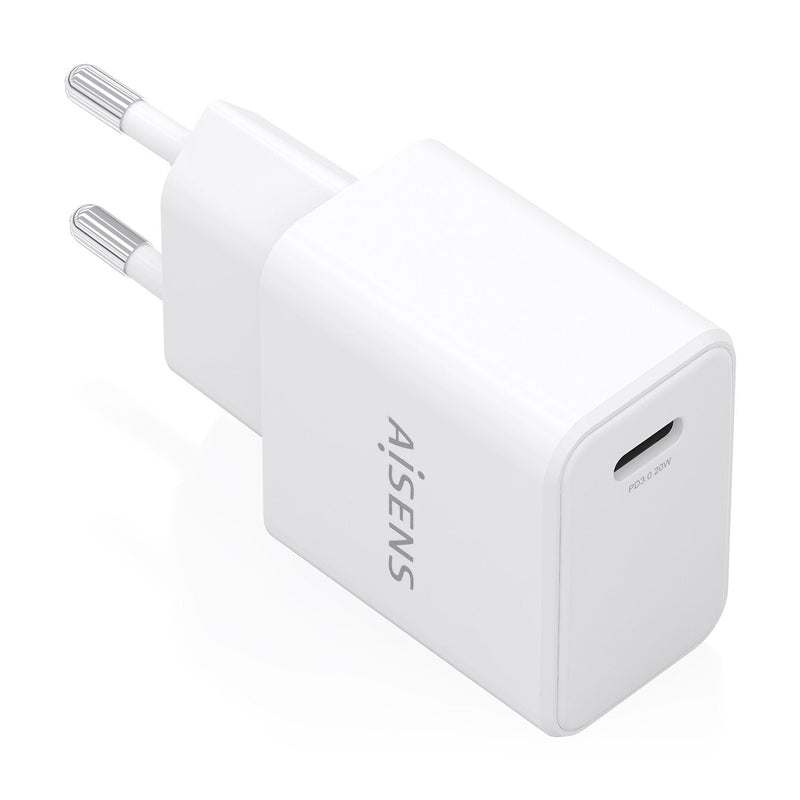 Aisens Charger GaN USB-C PD 3.0 1x USB-C 20W, White