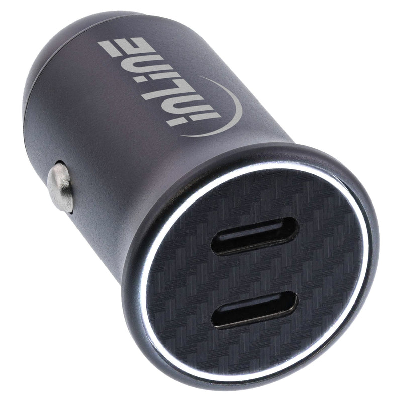 Inline® USB Car Charger Power-adapter Power Delivery, 2x USB Type-c, Black