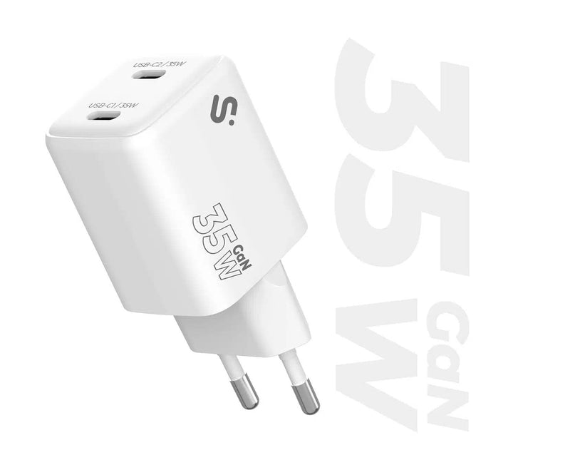 Subblim Charger Wall/Travel USB-C + USB-C GaN 35W Pd White Charger Subblim GaN 35W Double Usb-c.