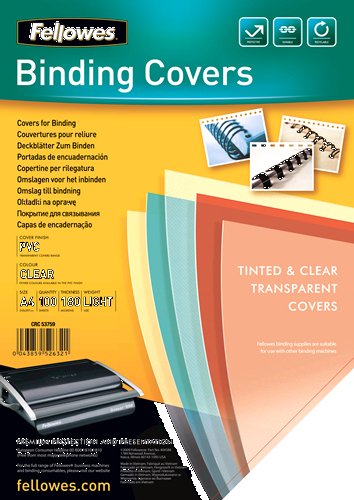 Fellowes Pack 100 Portadas Pvc Transparent 5375901 Size A4 180 Micras Adecuada Encuadernadoras Wire / Canutill — image 1