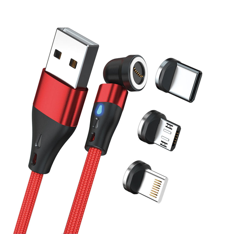 Realpower Magnetic Cable 3 AMP,1M, Red With Adaptern