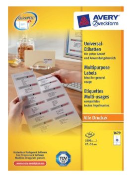 Avery Zweckform Labels 3679 White 97,0 X 55,0MM