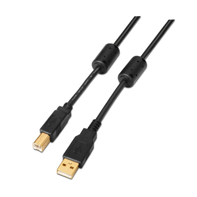 Aisens USB Cable 2.0 Printer With Ferrita - Type a Male a Type B Male - 5M - Black — image 1