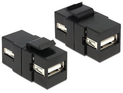 Delock Keystone USB2.0A Female USB2.0A Female Black — image 1