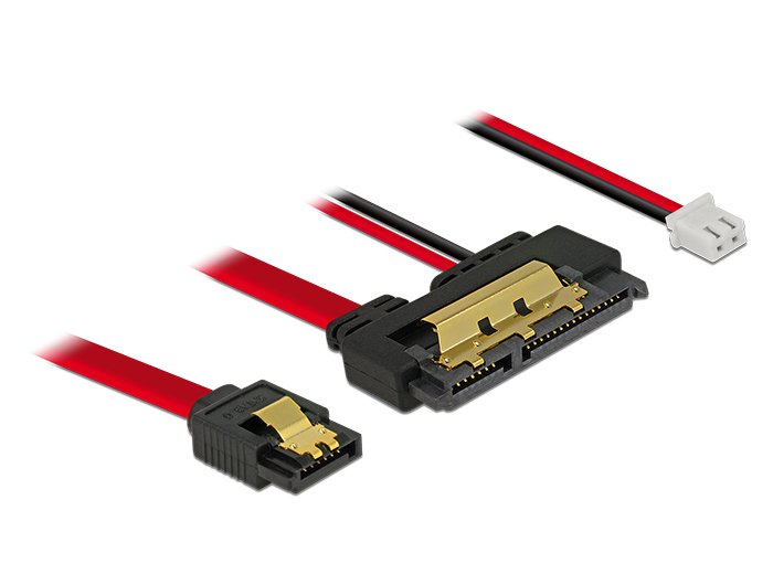 Delock 85242 Cable SATA 6GB/S Female 7 Contactos + Power Female 2 Contactos SATA 22 Contactos Female Recto