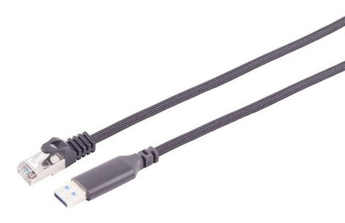 S-impuls USB-A LAN Cable Adapter 1G, RJ45, Alu, Black 5M — image 1