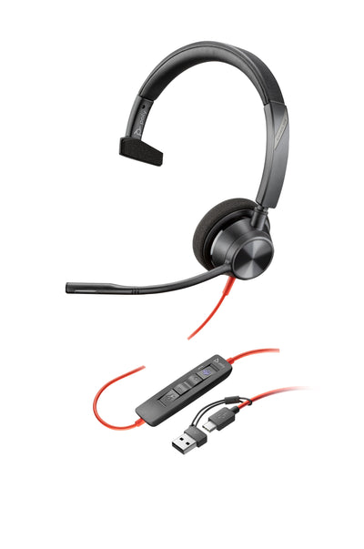Poly HP Headphones Monoaurales Blackwire 3310 With Certificación Microsoft Teams USB-C + Adapter USB-C/a — image 1
