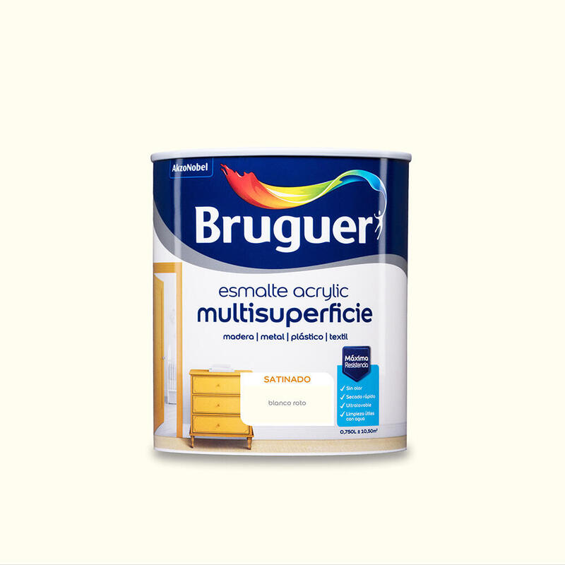 Bruguer Esmalte Acrylic Multisuperficie Satinado White Roto 0,750L 5298130