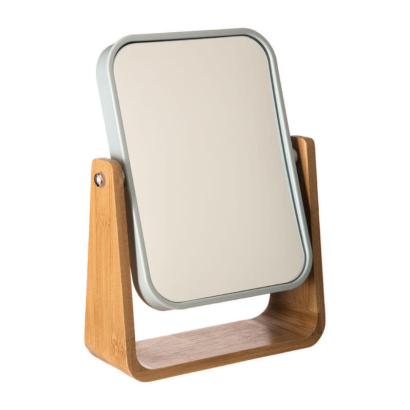 Mirror Bathroom With Pie Bambú-blanco Collection Naturé Or