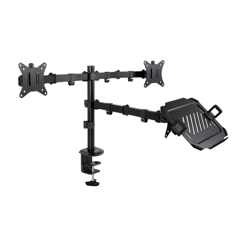 TooQ Desk Mount 2 Monitores 17-32 + Tray Laptop - Gestion Cables - Weight Max. 9KG X Arm -