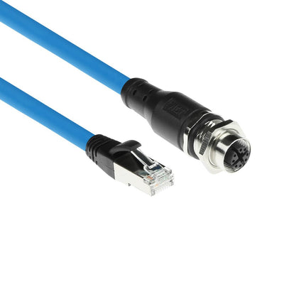 Industrial 3.00 Meters Sensor Cable M12X 8-PIN Female Chassis To RJ45, Superflex Sf UTP Tpe Cable Shielded — image 1