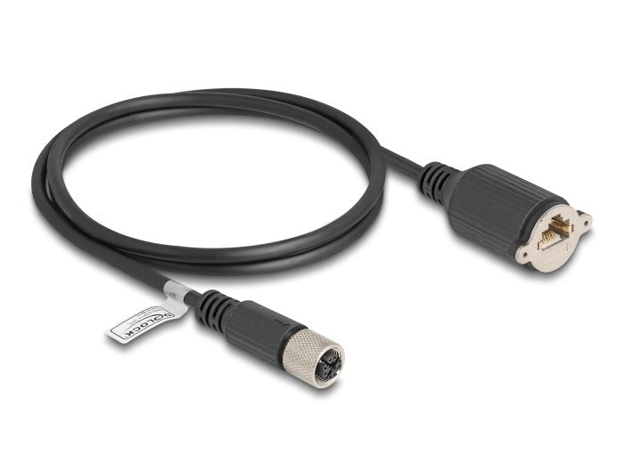 Delock M12 Cable X-kodiert 8 Pin Female a RJ45 Female CAT.6A S/FTP 1M Black