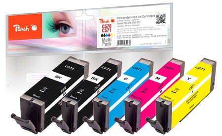 Peach 0F320133 Ink Canon PGI-570/CLI-571 Multi-pack Black Cyan Magenta Foto Black Yellow 5 Pieces