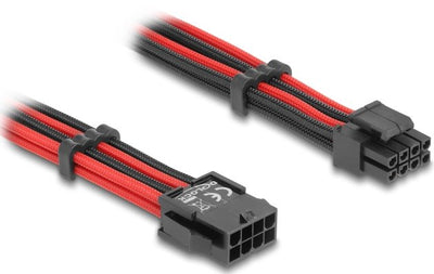 Delock Cable Alargador 8 Pin Eps Connector Male a 4 + 4 Pin Eps Connector Female Revestimiento Textil Red Blac — image 1