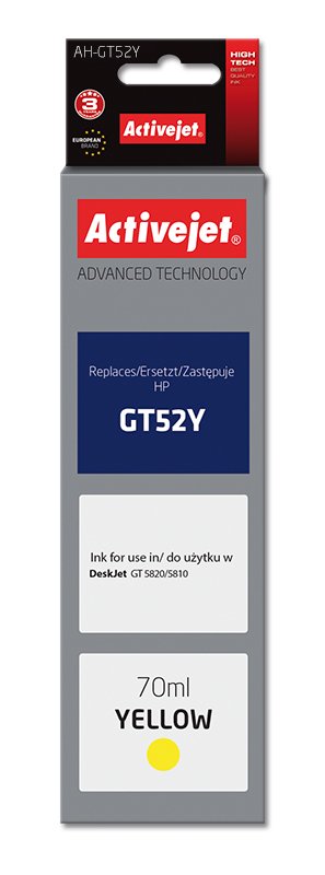 Activejet Ink Ah-GT52Y (reemplazo HP GT52Y M0H56AE - Supreme - 70ML - Yellow — image 1