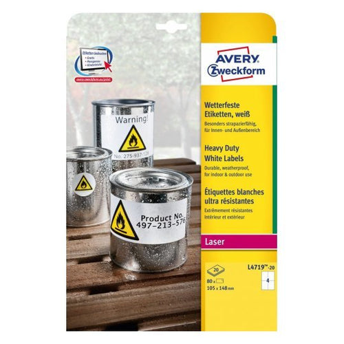 Avery Zweckform Resistant a Intemperie Folienetiketten 105,0 X 148,0MM — image 1
