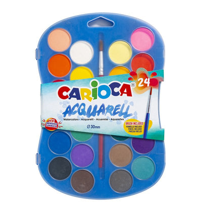 Carioca Acuarela Pack 24 Colours Pastilla - Brillantes - Facilmente Mezclables - Ø 30MM - Varios — image 1