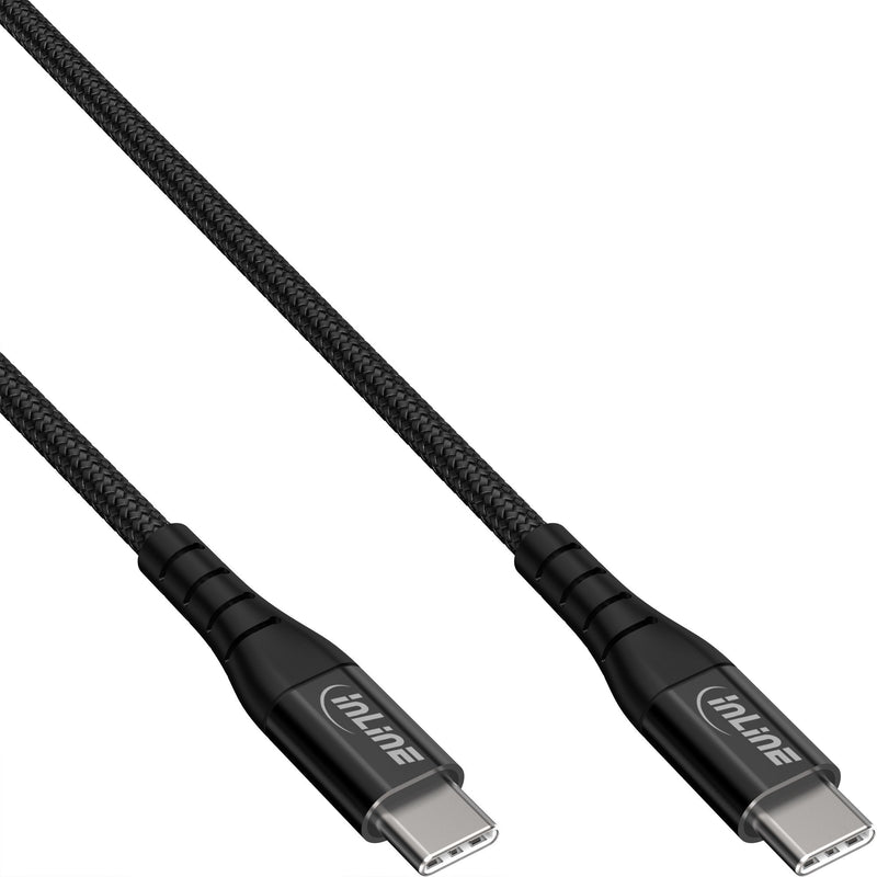 Inline® USB 2.0 Cable USB-C 100W Quick Charger Cable Textile Black, 1M