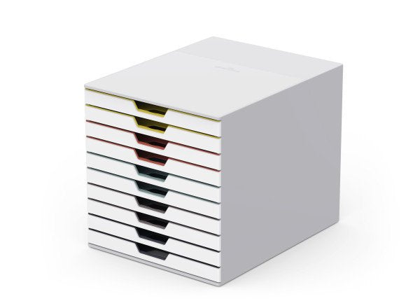 Durable Varicolor Mix 10 Ring Binder Organiser Plastic Multicolour White