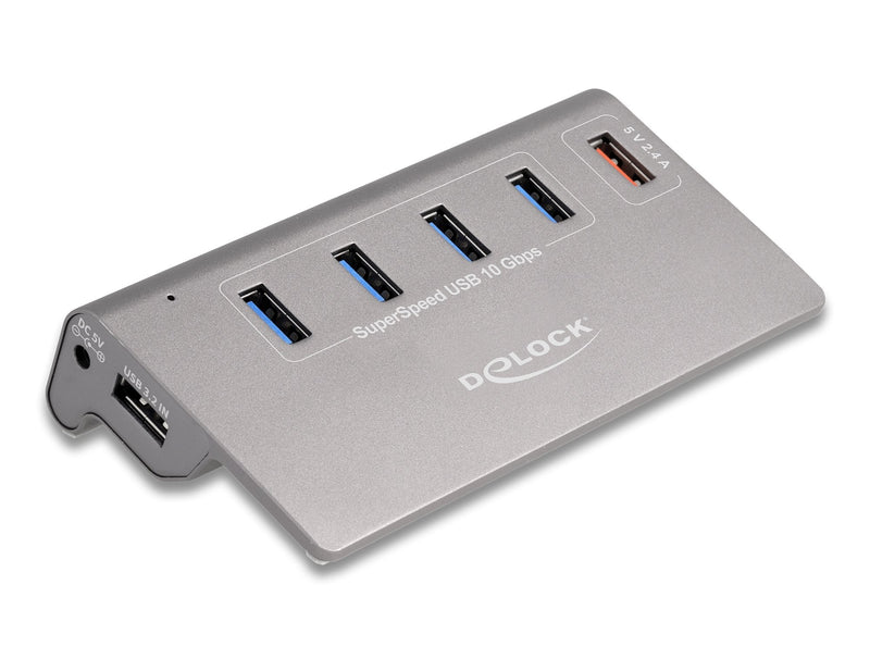 Delock 64182 Hub USB 10Gbps With 4 Ports USB Tipo-a + 1 Port Charging Fast Included Power Supply