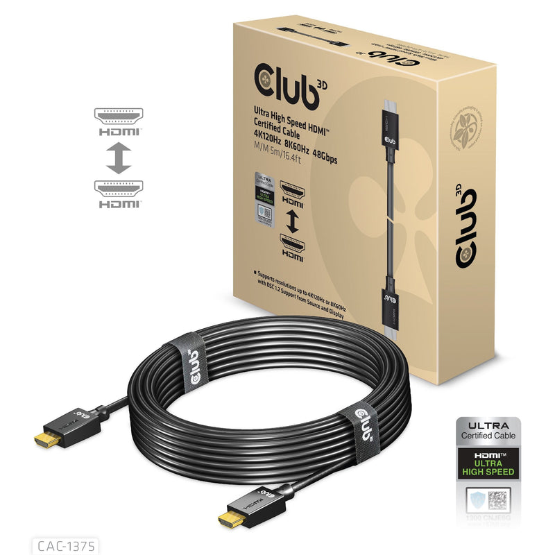 Cable CLUB3D CAC-1375 Cable Certificado Hdmi™ Ultra High Speed 4K120HZ 8K60HZ 48Gbps M/M 5M)