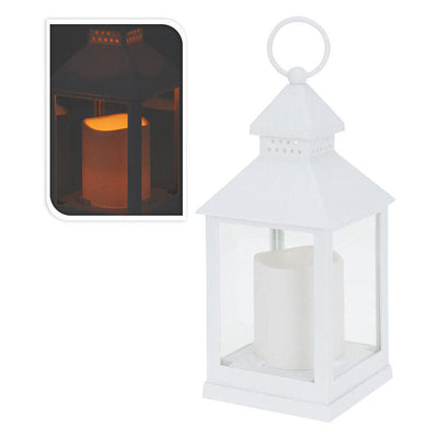 Farol With Candle LED 10.5X10.5X23CM White — image 1