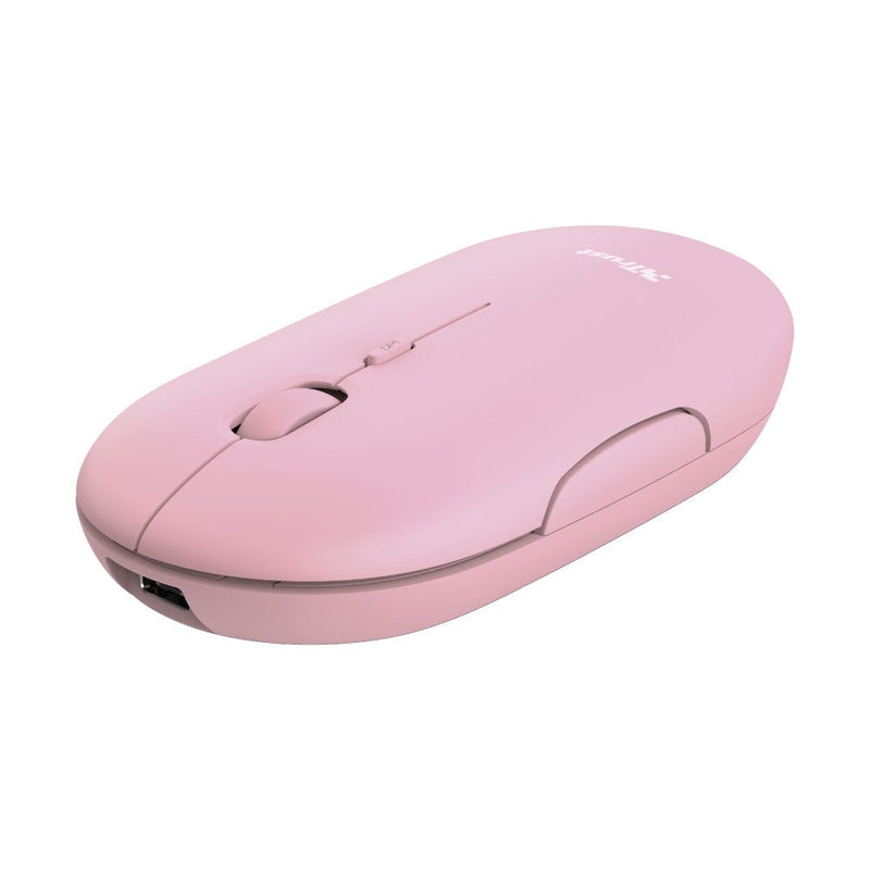 Trust Wireless Mouse Bluetooth Puck Battery Rechargeable Up To 1600 DPI Pink