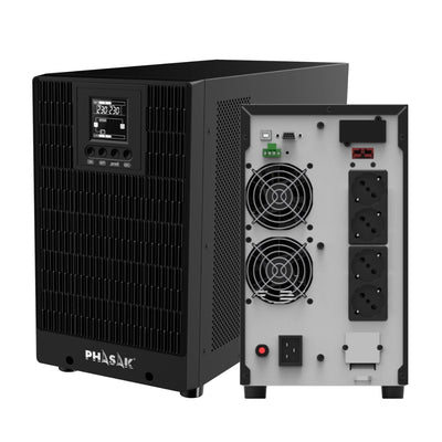 Phasak UPS Online 3000VA Online LCD 3000VA-2700W 4 Salidas Formato Tower — image 1