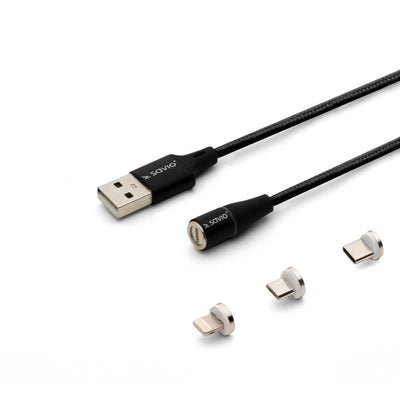 Savio Cable Magnetic USB - USB Type-c + Micro USB + Lightning 2M Black CL-155 — image 1