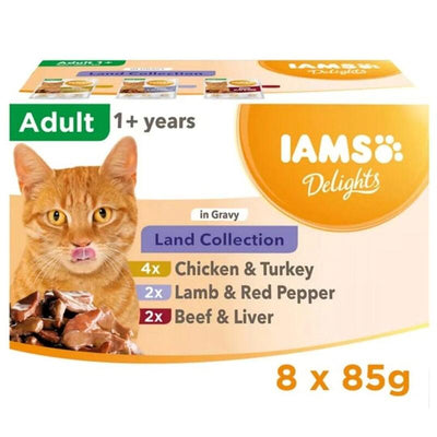 Iams Delights Land Collection In Gravy Box – Comida Húmeda Gato – 8X85G — image 1