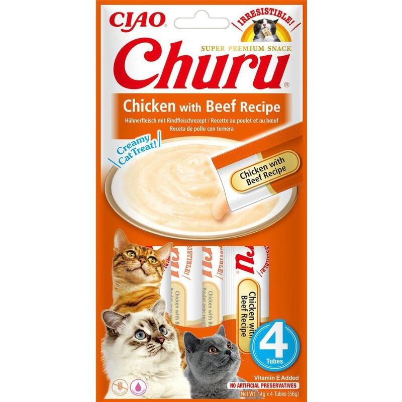 Inaba Churu Chicken With Beef Recipe - Rubber Gatos - 4X14 G