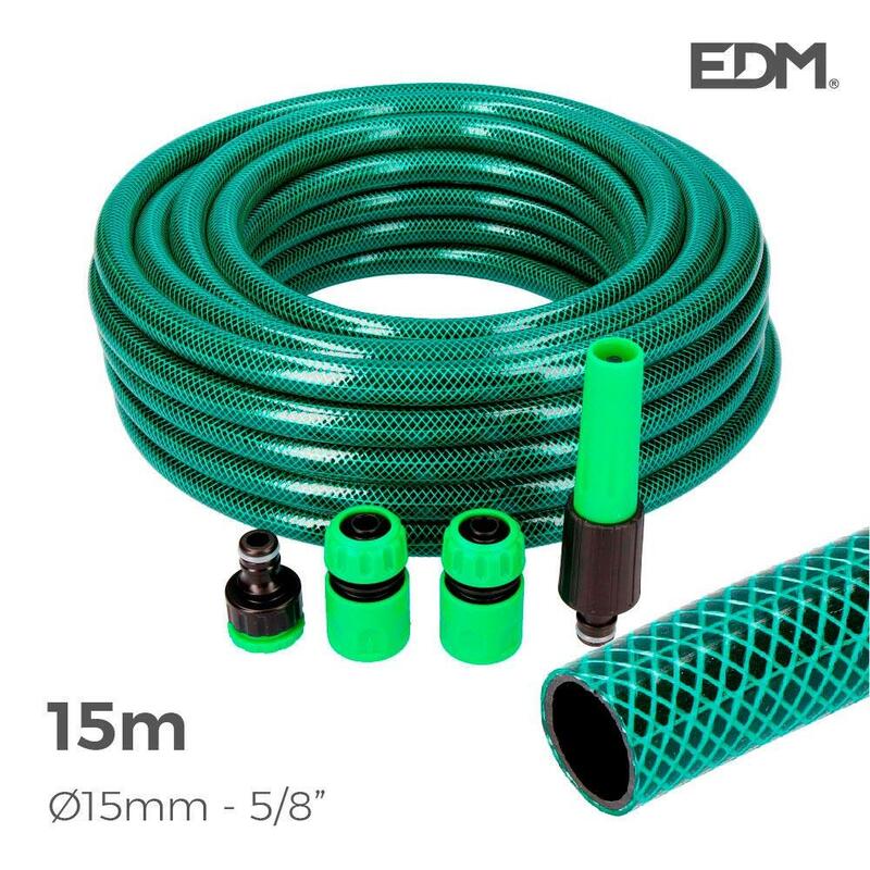EDM Kit Hose Garden Basic Line Ø Indoor 15MM Ø Outdoor 19MM (5/8) - Roll 15MTS With Accesorios
