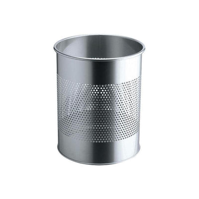 Durable Papelera Metal Redonda 15L Perforación 165MM Silver — image 1