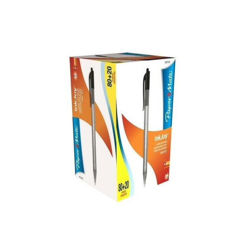 Paper Matte Inkjoy 100 Pen Retractable Triangular Black Box Of 80 + 20