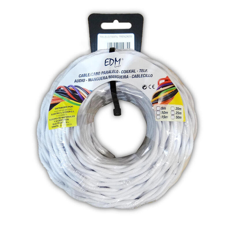 Paralelo Textil Trenzado 3X1,5MM White 5M