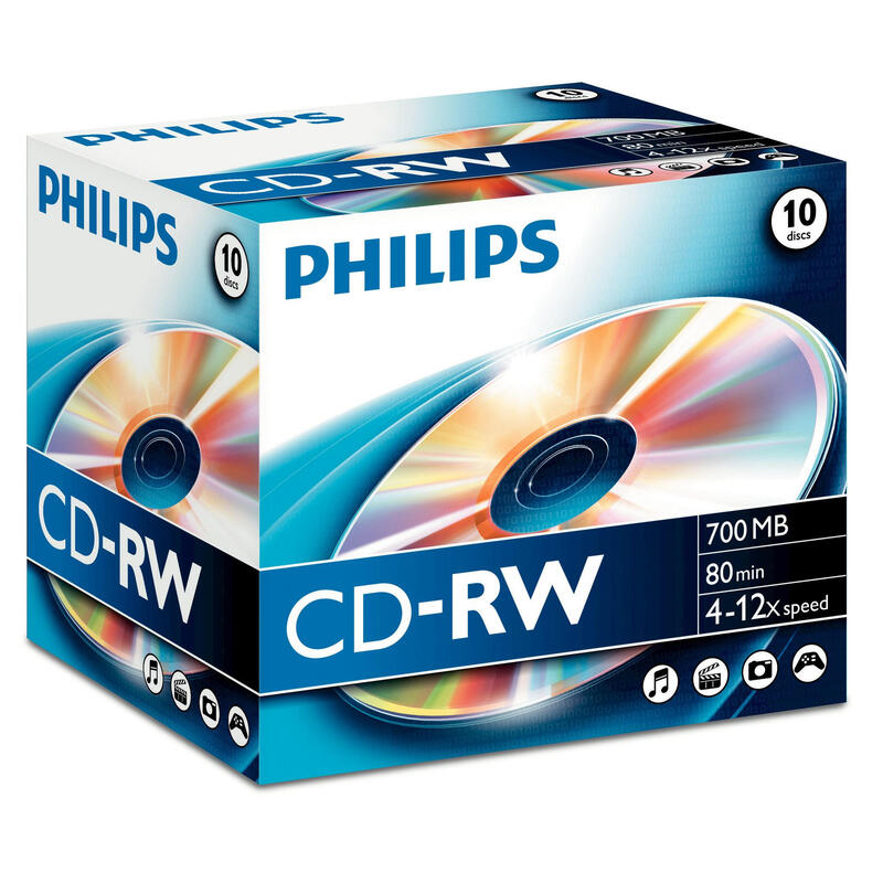 Philips Cd-rw 700MB 10PCS Jewel Case Carton Box 4-12X
