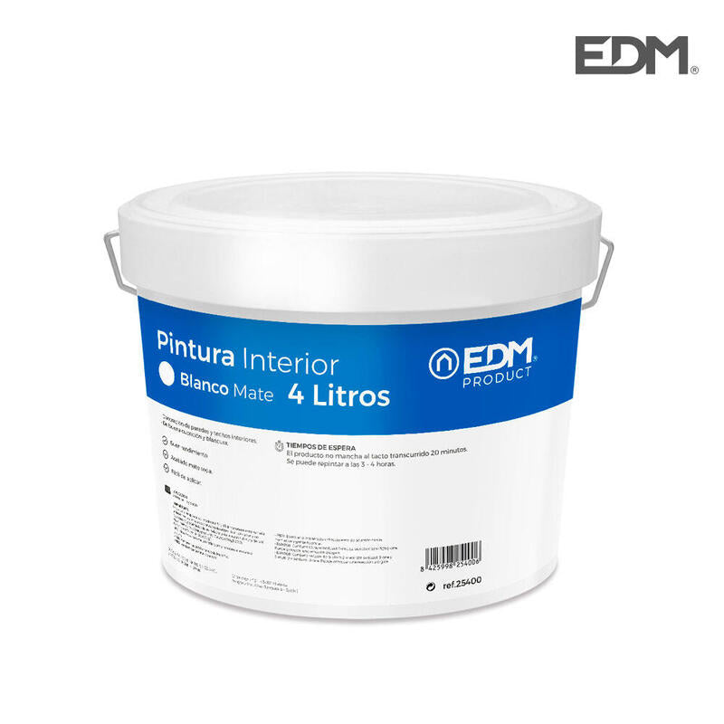 EDM Pintura Plastica Matte Indoor White 4L