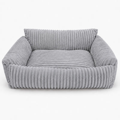 Lodie Corduroy Memory Foam Dog Sofa – Beige, M