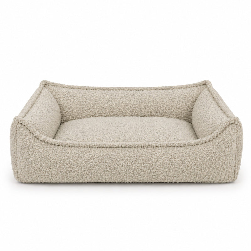 Nino Bouclé Dog Basket Bed with Removable Cover – Ecru, S