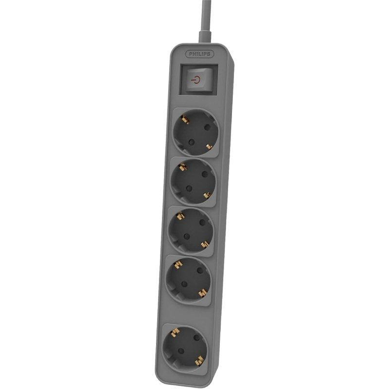Philips Power Strip With Switch CHP2154G 12 5 Sockets Power Cable 1.5M Grey