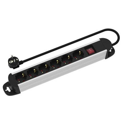 Roline Power Strip Plugs 6 Sockets With Switch Encendido/Apagado, Housing Aluminium Black/Silver 3M — image 1