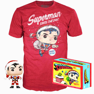 Set Figure Pop & Tee DC Comics Superman Exclusive Flocked Size L — image 1